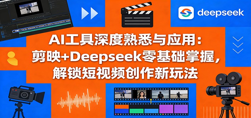 AI工具深度应用课:剪映+DeepSeek零基础精通,解锁短视频高阶创作玩法