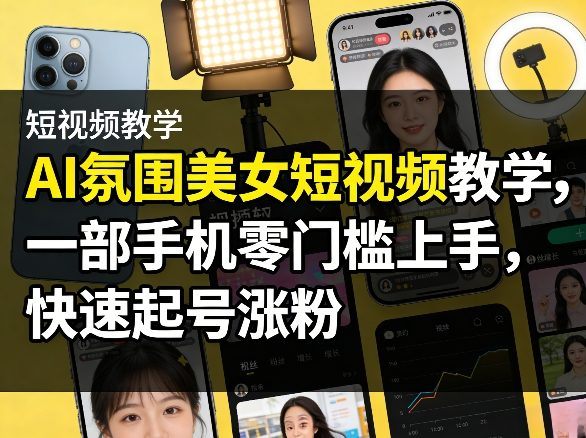 AI氛围美女短视频教学：一部手机零门槛，快速起号涨粉变现