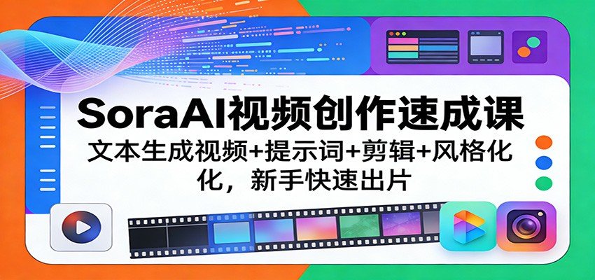 Sora AI视频创作速成课：文本生成视频+提示词+剪辑+风格化，新手快速出片