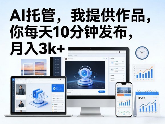 公众号AI托管:提供作品,每天10分钟发布,月入3000+